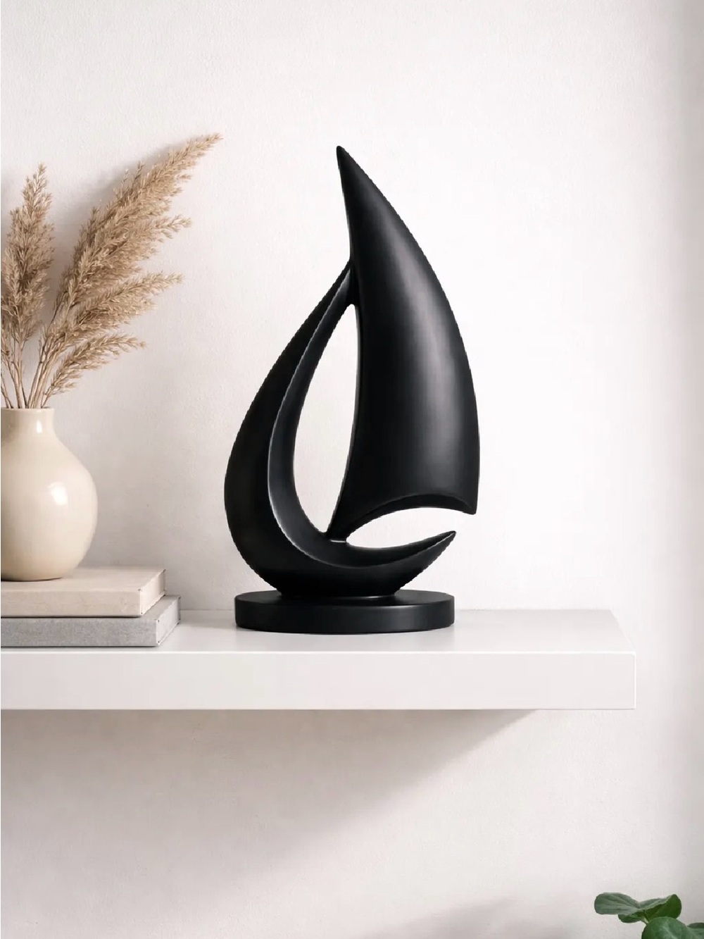 Black Modern Sailboat Sculpture - Home Art Accent